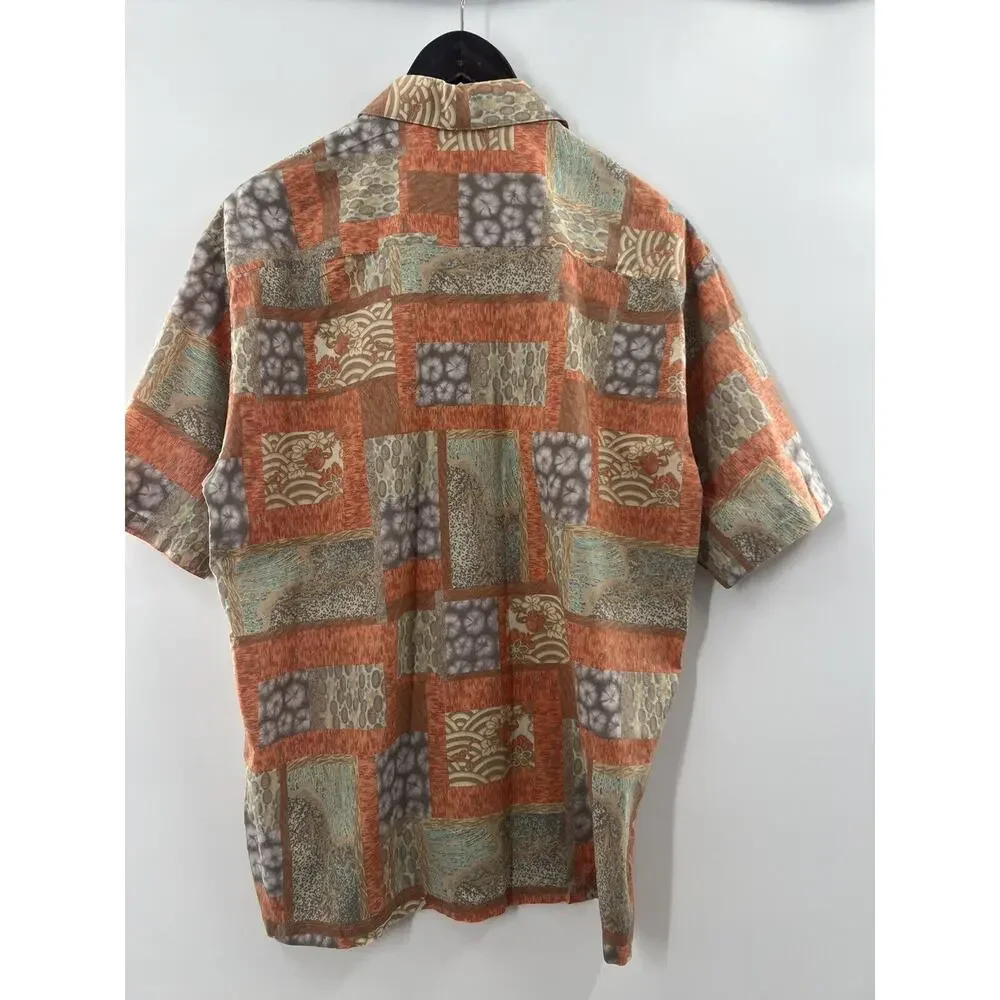 Tori Richard Men’s Short Sleeve Shirt Button Down Orange Tan Floral Size L EUC - Picture 9 of 10